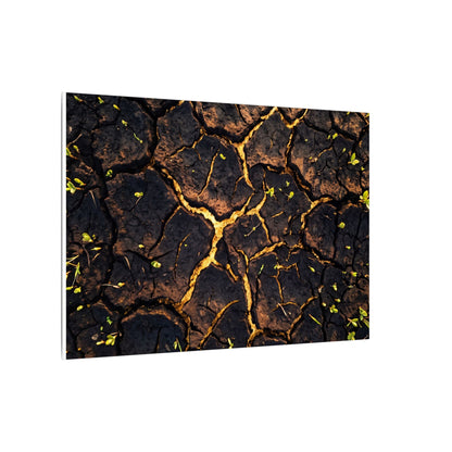 Cracked Earth Moody Minimal Canvas Art | Sophisticated Dark Japandi Art