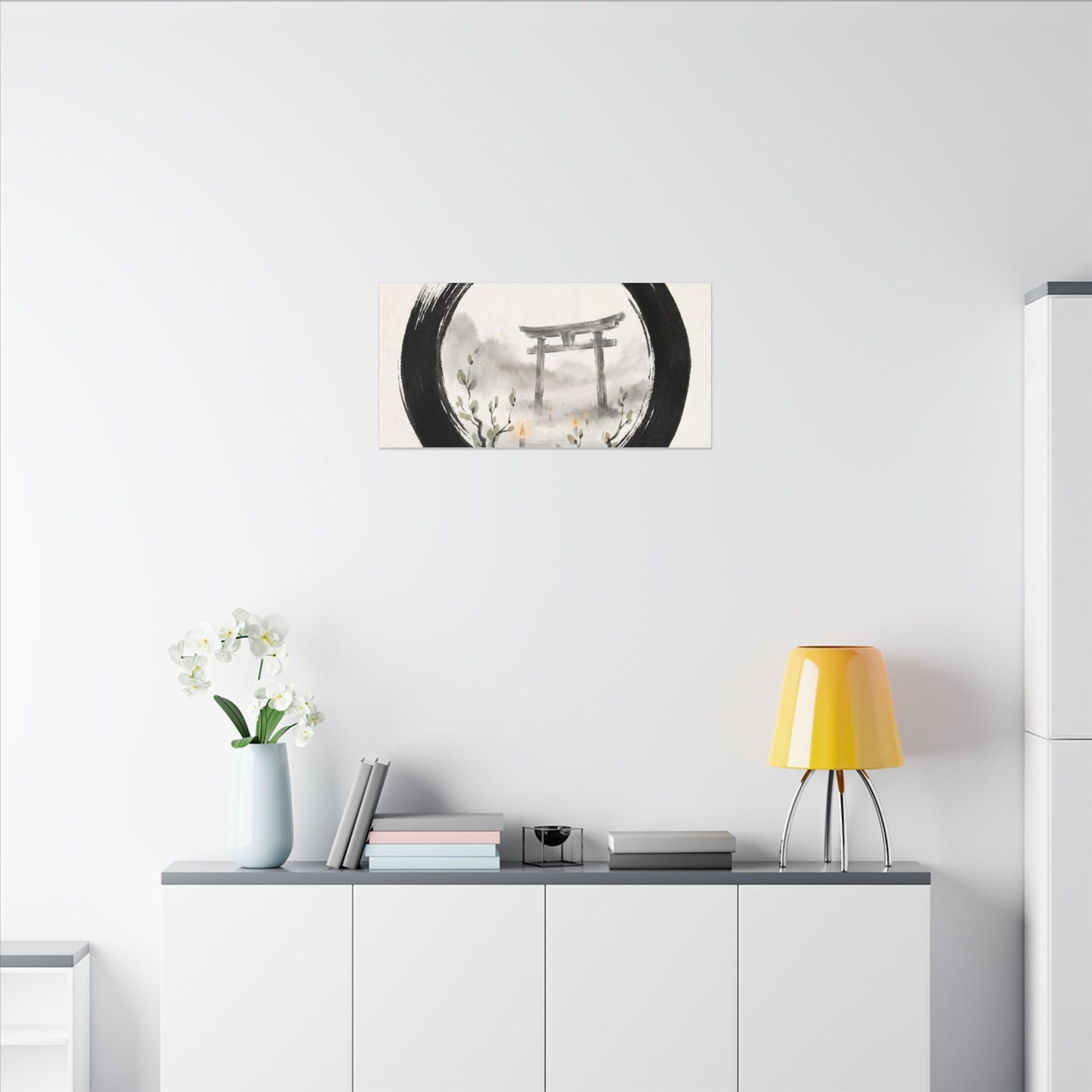 Spring Torii Gate Enso Canvas Art | Tranquil Decor