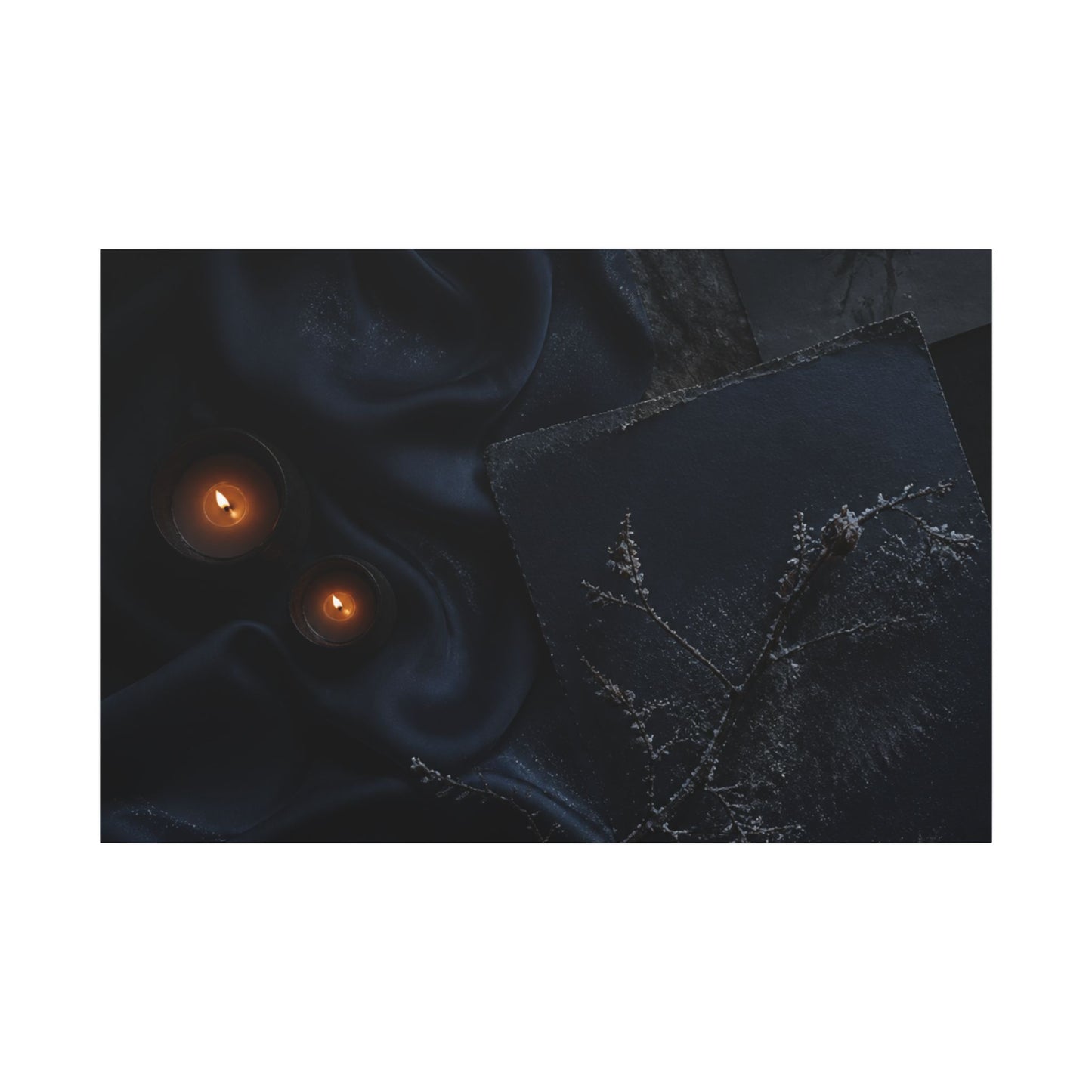 Candlelight Silk Drape Canvas Art - Dark Japandi Kanso