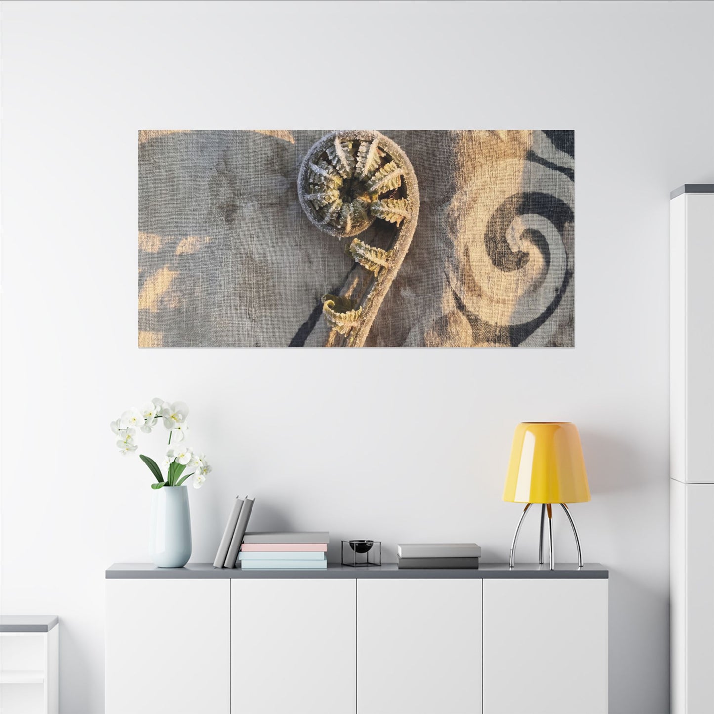 Fern Unfurling Canvas Art | Winter Japandi Japanese Pattern Art