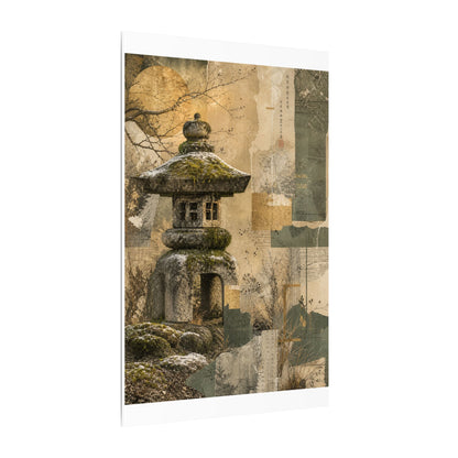Elegant Stone Lantern Canvas Art - Texture Japandi