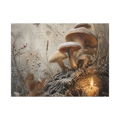 Wild Mushrooms Texture Canvas Art | Elegant Japandi Art