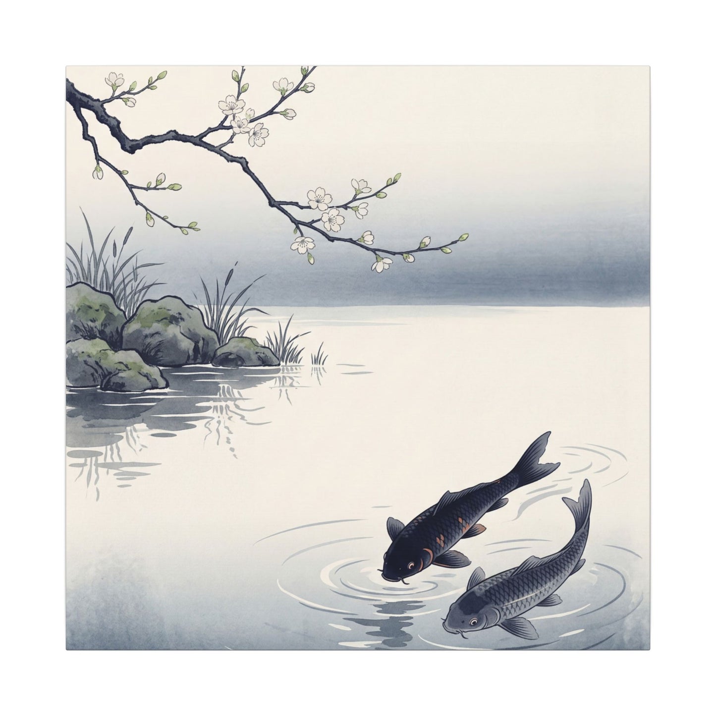 Ma Koi Pond Canvas Art - Zen Ukiyo E Inspired