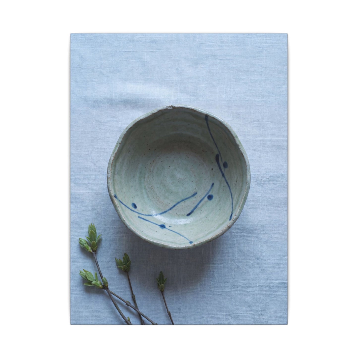 Spring Ceramic Bowl Minimal Line Canvas Art | Warm Decor