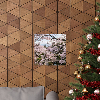 Dark Japandi Cherry Blossom in Dawn | Moody Minimal Wall Art Print