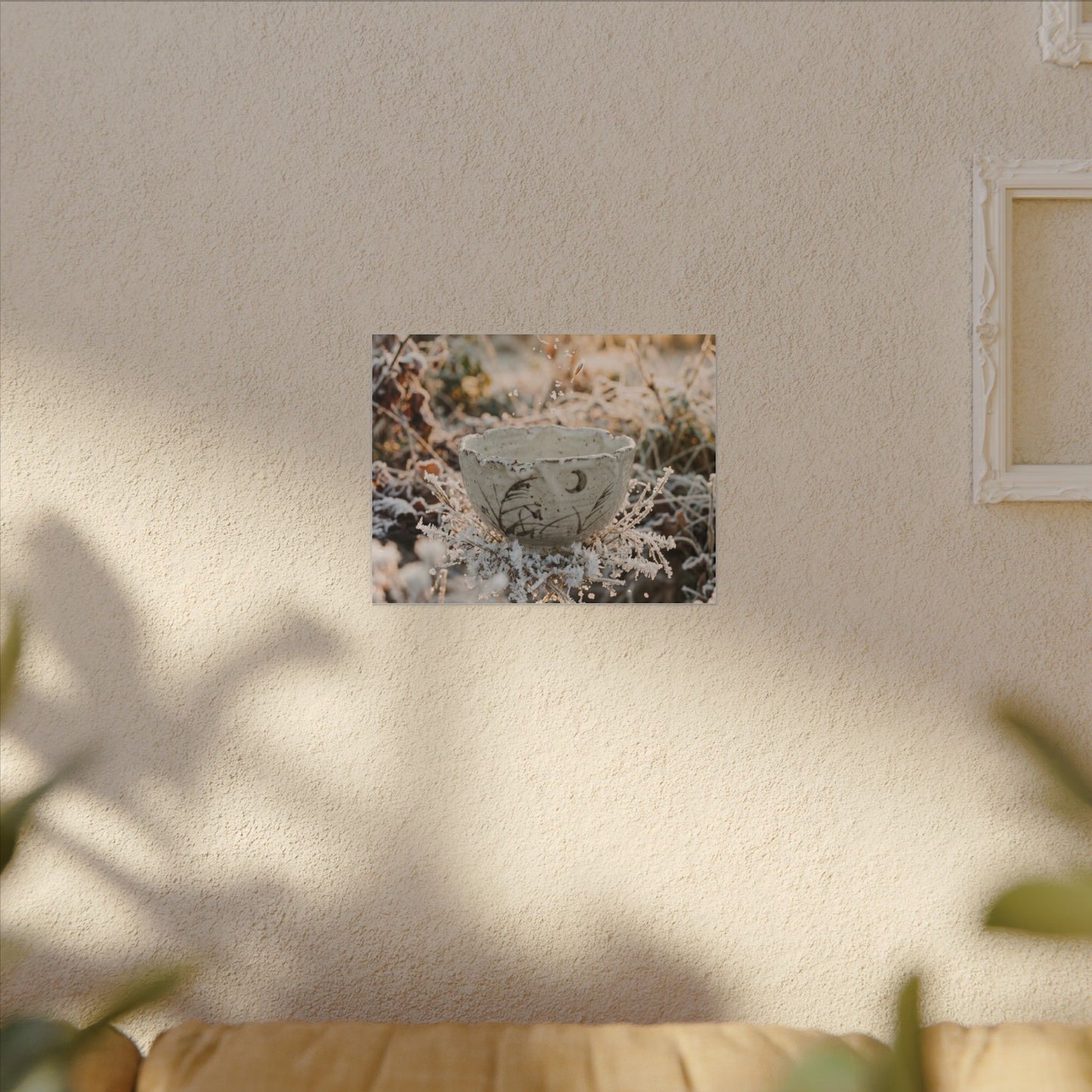 Japandi Ceramic Bowl in Golden Hour | Japanese Pattern Canvas Art