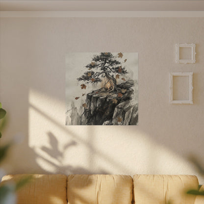 Pine Tree Autumn Canvas Art | Japandi Earthy Design
