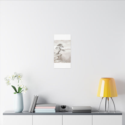 Neutral Pine Tree Canvas Art - Minimal Line Japandi