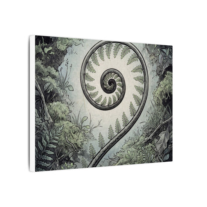 Zen Fern Unfurling in Dawn | Ukiyo E Inspired Canvas Art