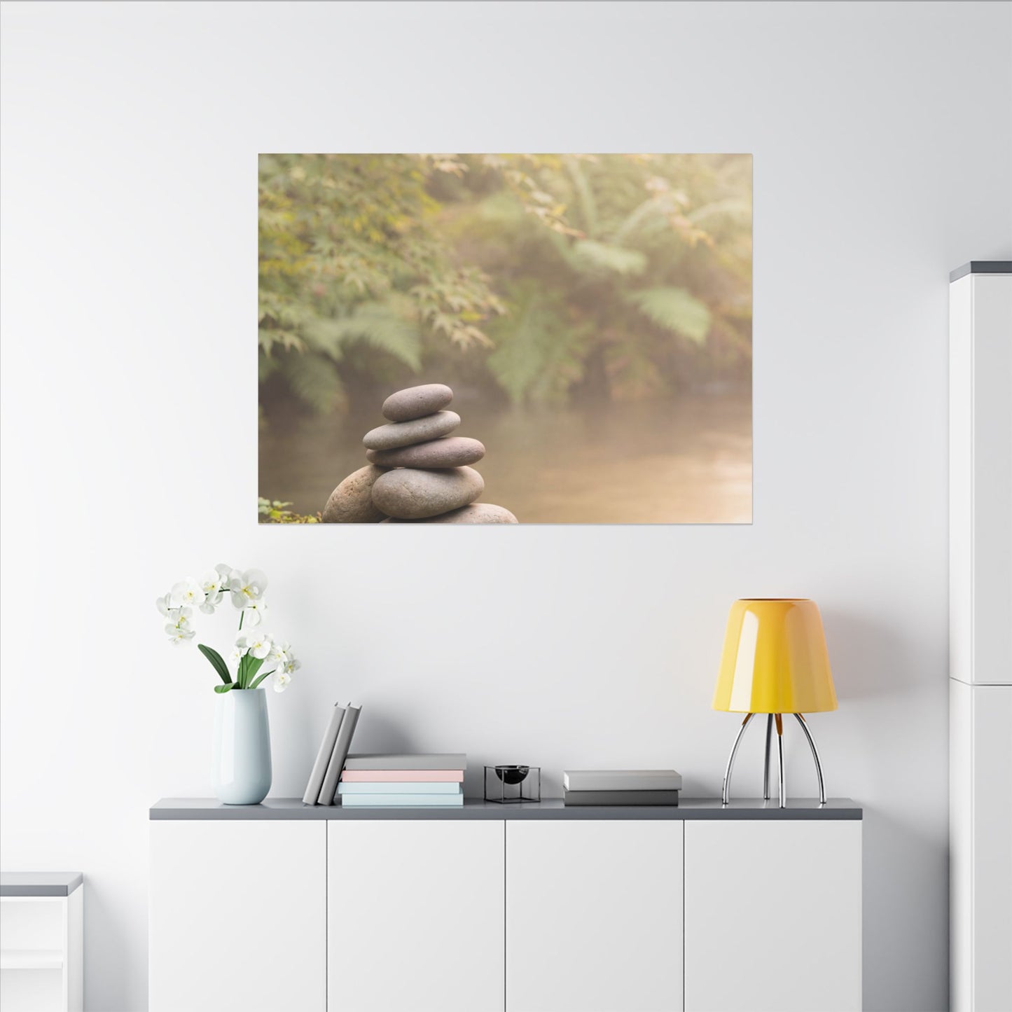Cozy River Stones Canvas Art - Japanese Pattern Japandi