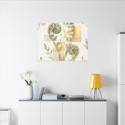 Earthy Fern Unfurling Canvas Art - Watercolor Japandi
