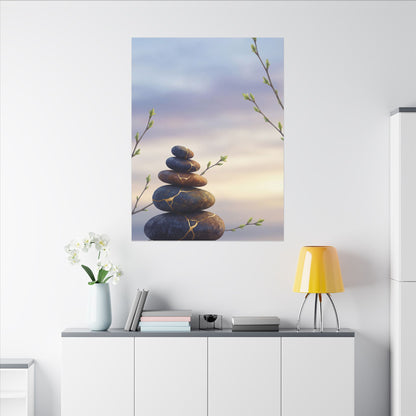 Spring River Stones Gold Vein Canvas Art | Philosophical Decor