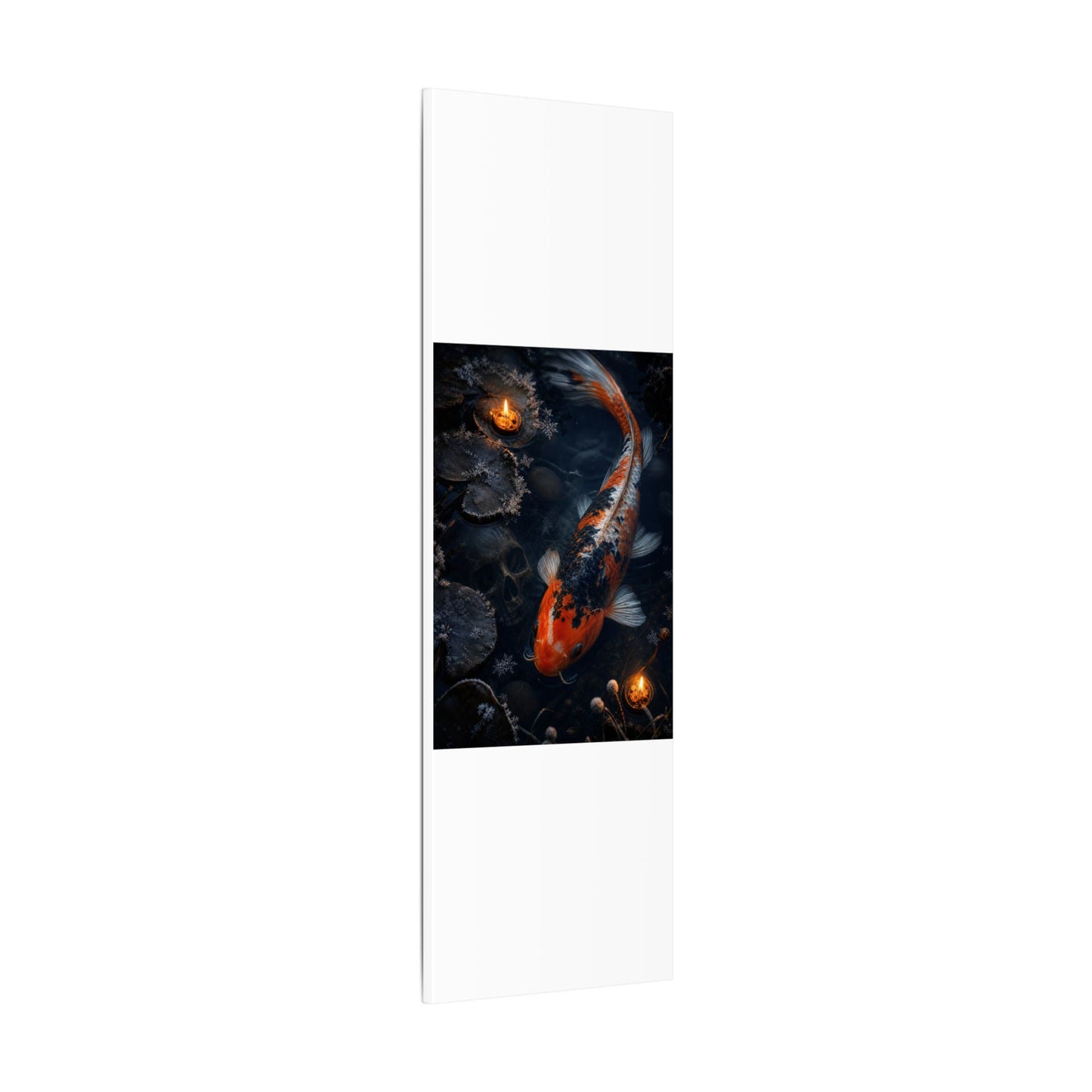 Koi Pond Canvas Art | Winter Dark Japandi Shadow Zen Art