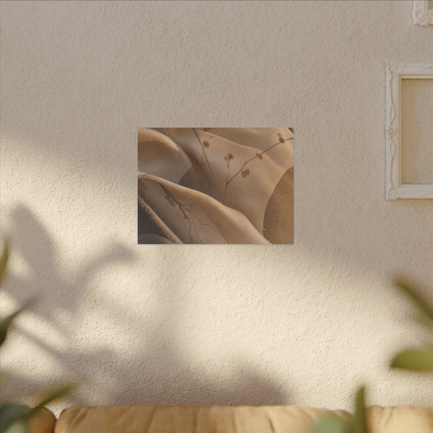 Japandi Silk Drape in Golden Hour | Japanese Pattern Canvas Art