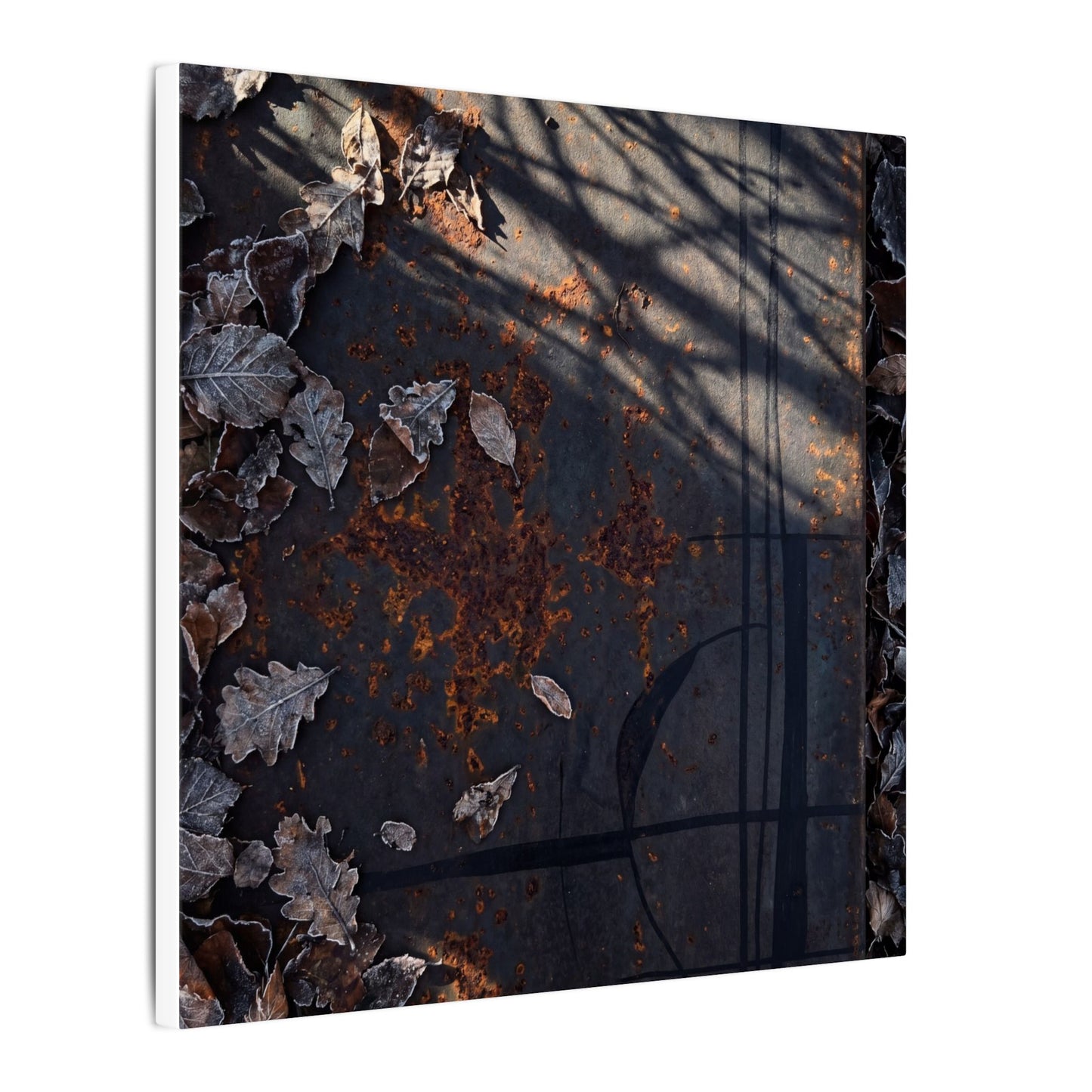 Shibui Rust Patina Canvas Art - Dark Japandi Charcoal Ink