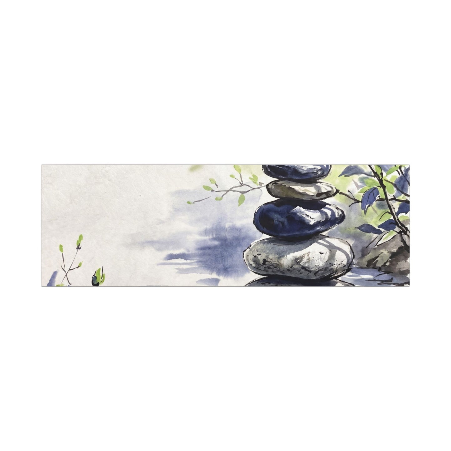 River Stones Sumi E Canvas Art | Serene Zen Art