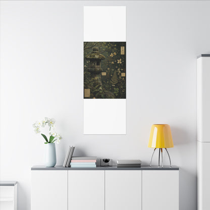 Spring Stone Lantern Herbarium Canvas Art | Nostalgic Decor