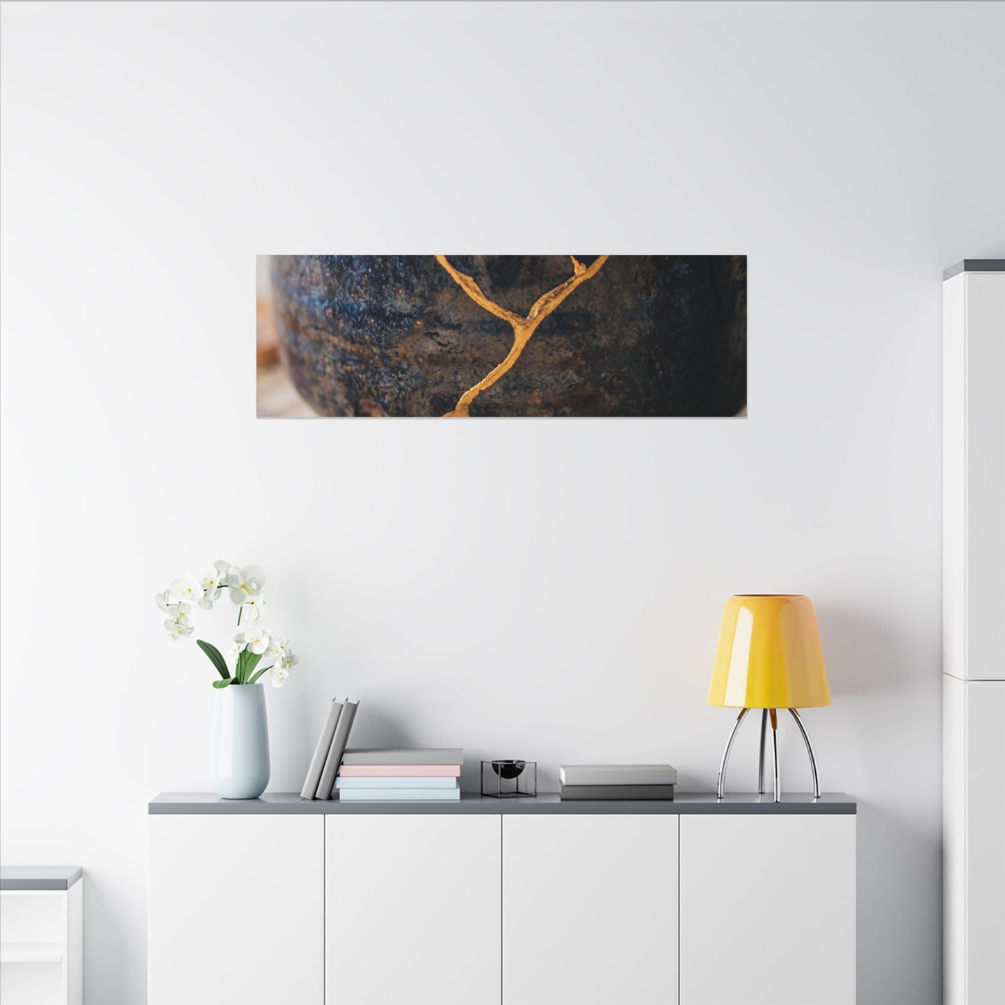 Tea Ceremony Autumn Canvas Art | Kintsugi Healing Design