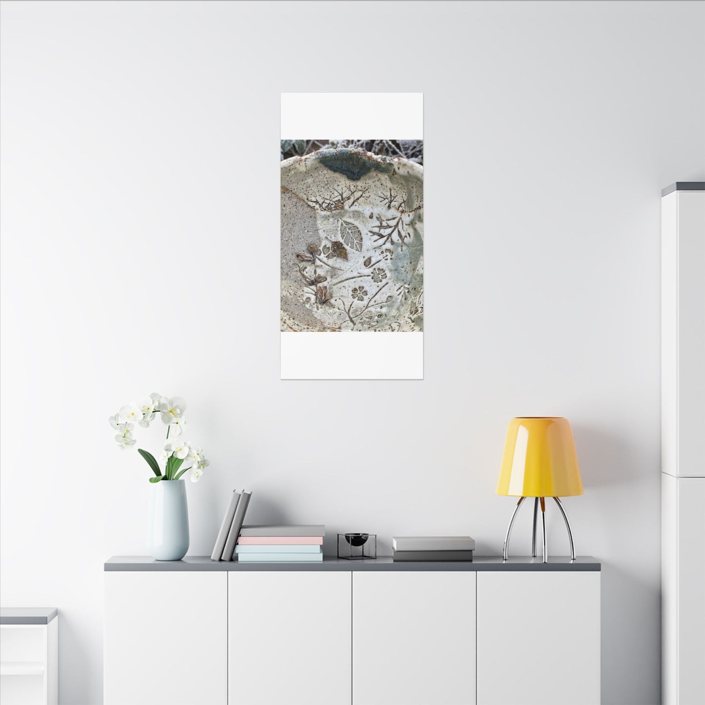 Ceramic Bowl Winter Canvas Art | Japandi Earthy Design