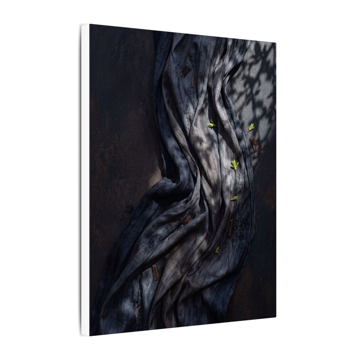Seijaku Silk Drape Canvas Art - Dark Japandi Dark Texture