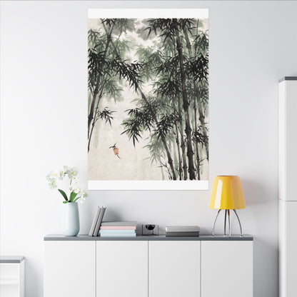 Zen Bamboo Grove in Overcast | Sumi E Canvas Art