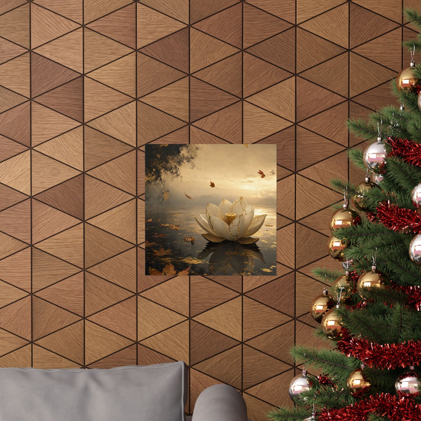 Resilient Lotus Flower Wall Art Print - Gold Vein Kintsugi