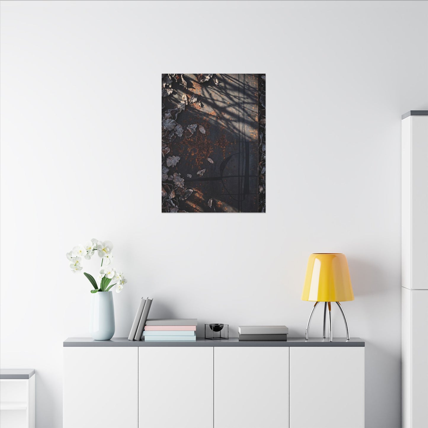 Shibui Rust Patina Canvas Art - Dark Japandi Charcoal Ink