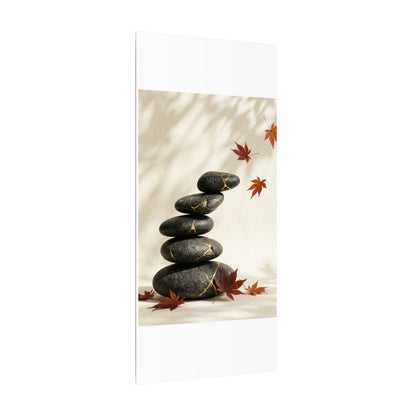 Kintsugi River Stones in Dappled | Crackle Gold Canvas Art