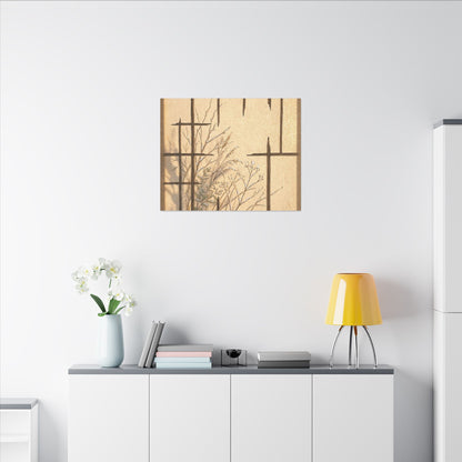 Shoji Screen Canvas Art | Winter Japandi Minimal Line Art