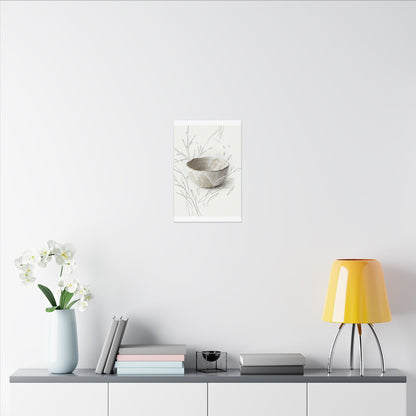 Neutral Ceramic Bowl Canvas Art - Minimal Line Japandi