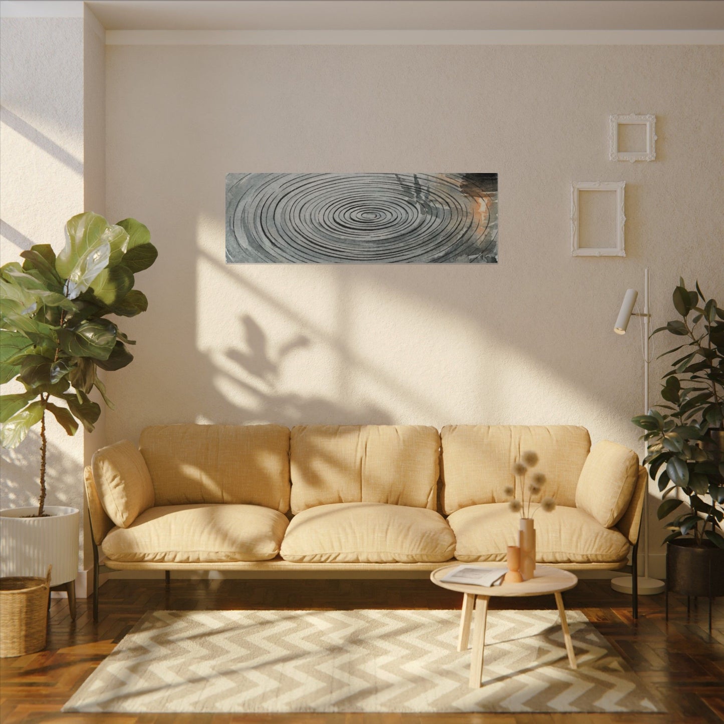 Water Ripple Sumi E Canvas Art | Calm Zen Art