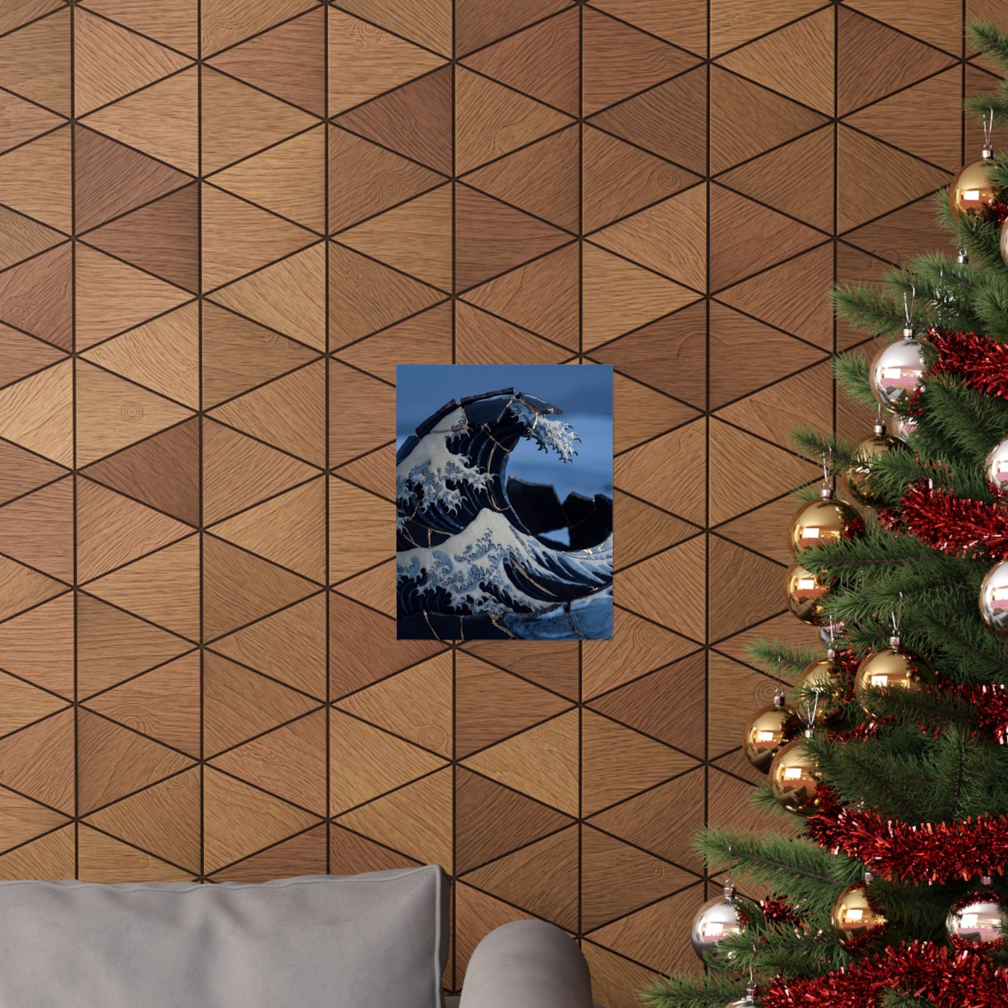 Winter Ocean Wave Gold Repair Wall Art Print | Resilient Decor