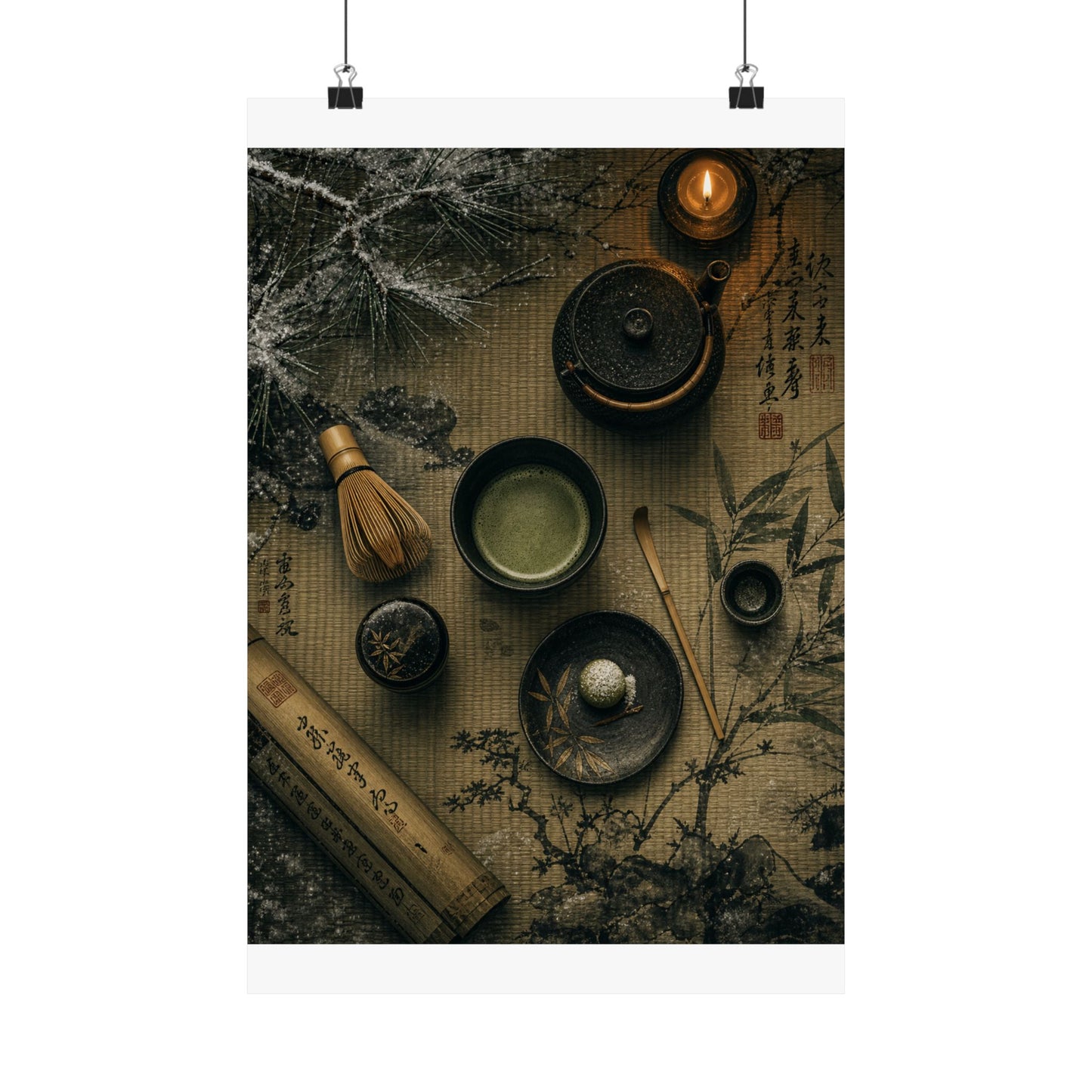 Tea Ceremony Winter Wall Art Print | Zen Calm Design