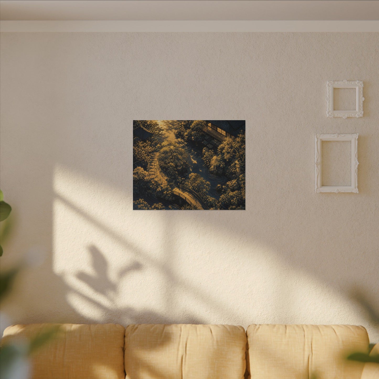 Contemplative Moonlit Garden Canvas Art - Ukiyo E Inspired Zen
