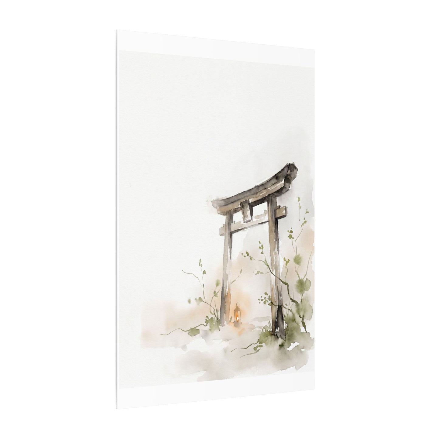 Fukinsei Torii Gate Canvas Art - Japandi Watercolor