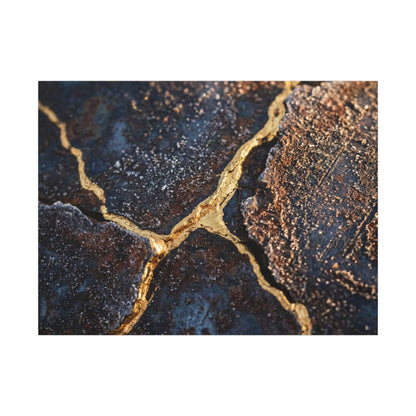 Winter Rust Patina Gold Vein Canvas Art | Resilient Decor Art Print