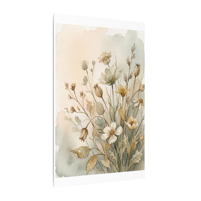 Summer Dried Flowers Watercolor Canvas Art | Elegant Decor