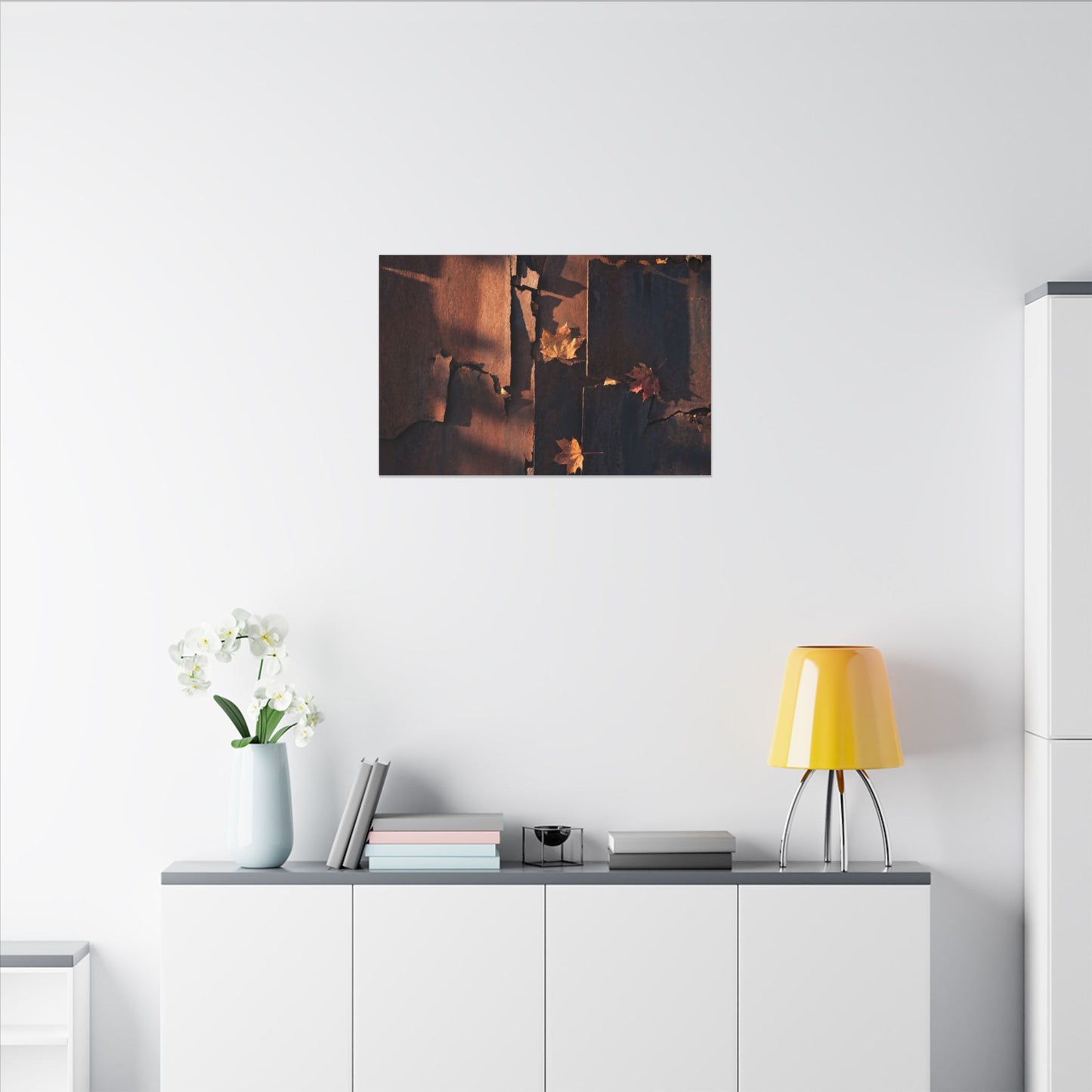 Seijaku Rust Patina Canvas Art - Dark Japandi Shadow Zen