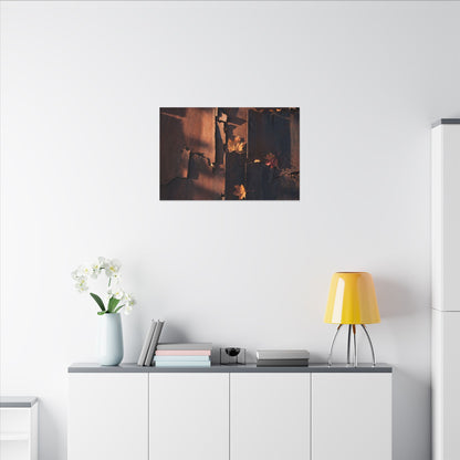 Seijaku Rust Patina Canvas Art - Dark Japandi Shadow Zen