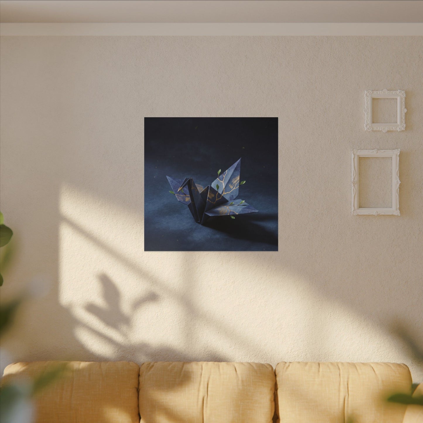 Kintsugi Paper Fold in Moonlight | Crackle Gold Canvas Art