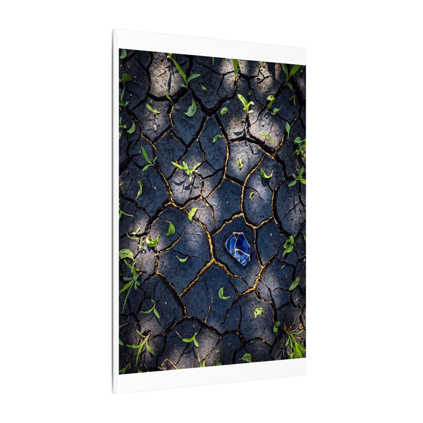 Cracked Earth Canvas Art | Spring Dark Japandi Moody Minimal Art