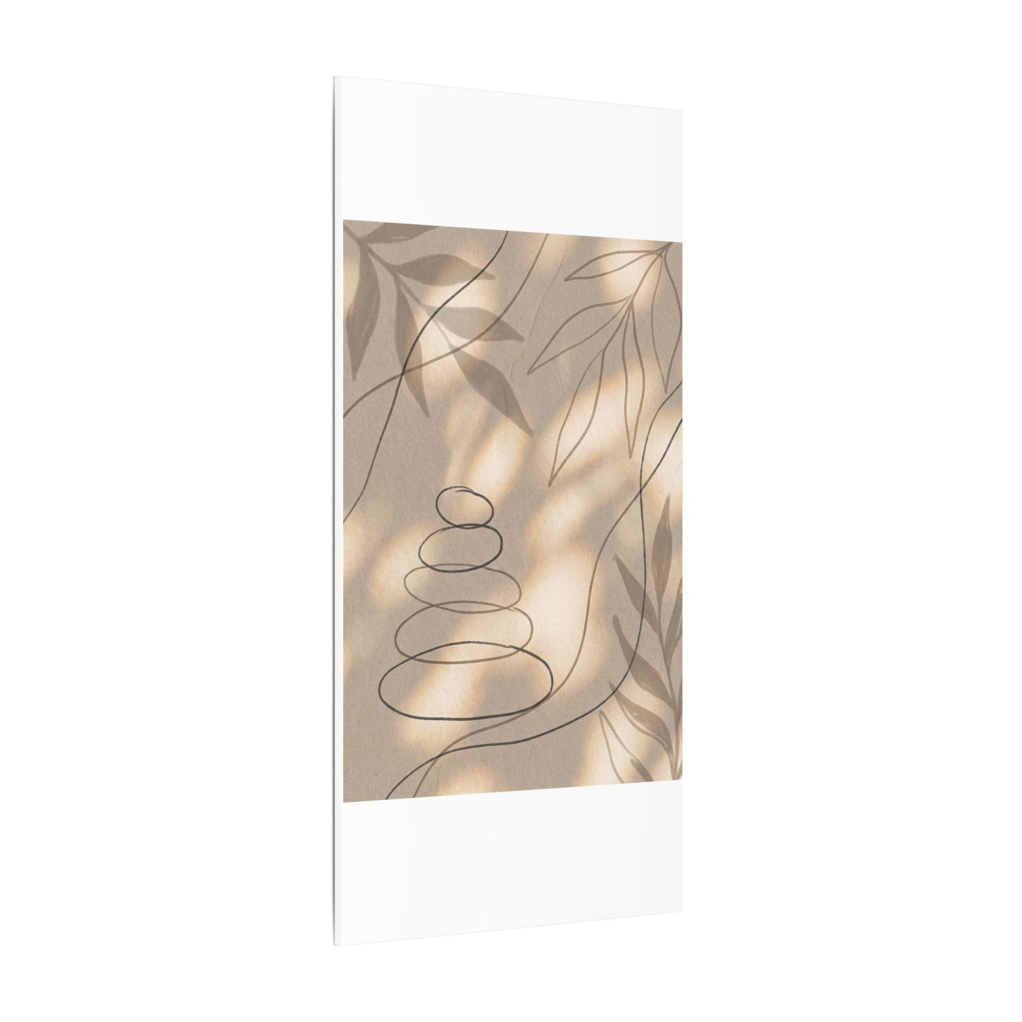 River Stones Minimal Line Canvas Art | Earthy Japandi Art