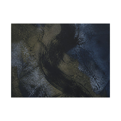 Shibui Ink Brushstroke Canvas Art - Dark Japandi Dark Texture