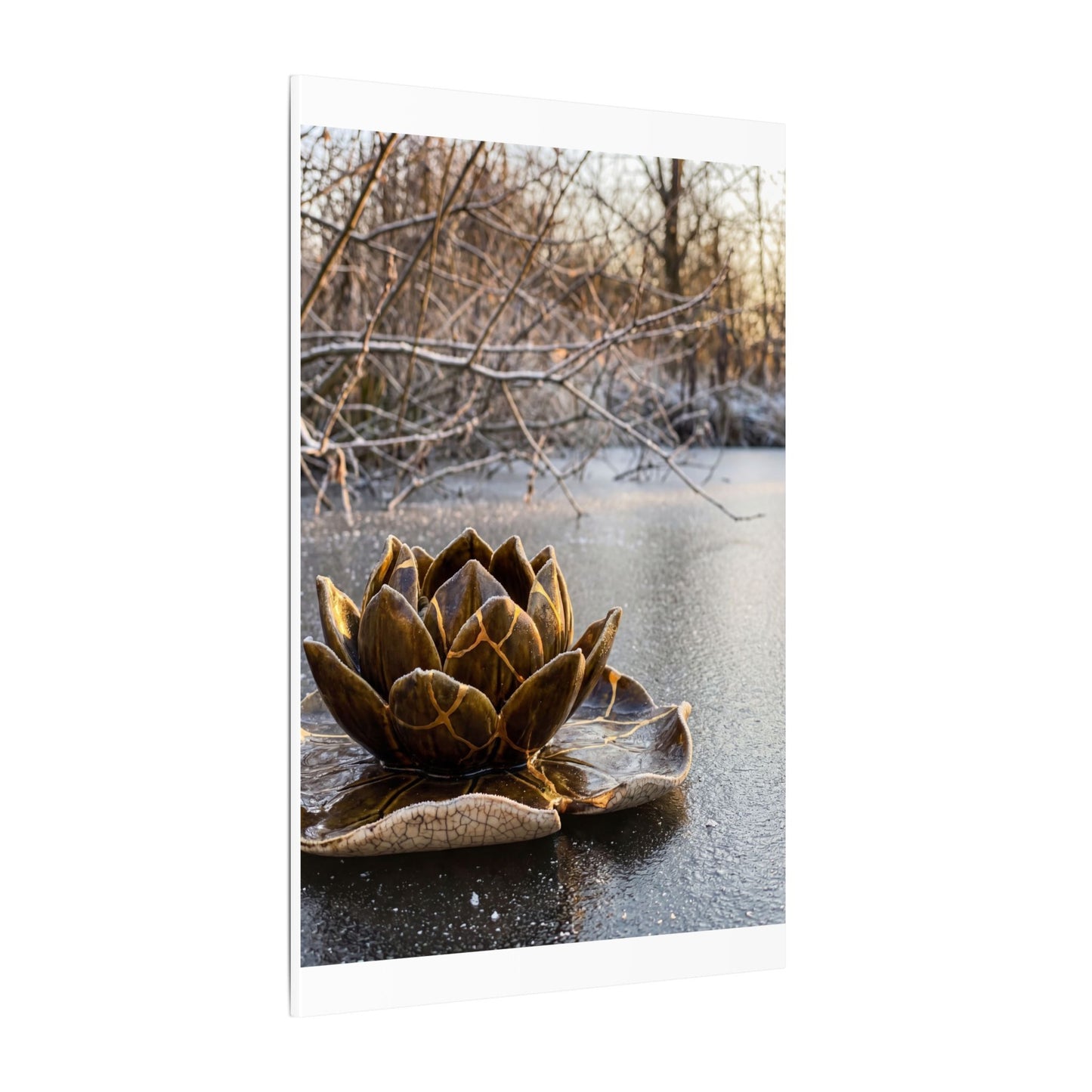 Lotus Flower Gold Repair Canvas Art | Beautiful Kintsugi Art