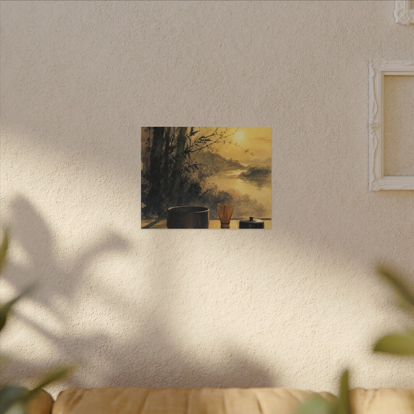 Tea Ceremony Sumi E Canvas Art | Contemplative Zen Art