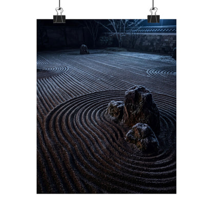 Bold Rock Garden Wall Art Print - Moody Minimal Dark Japandi