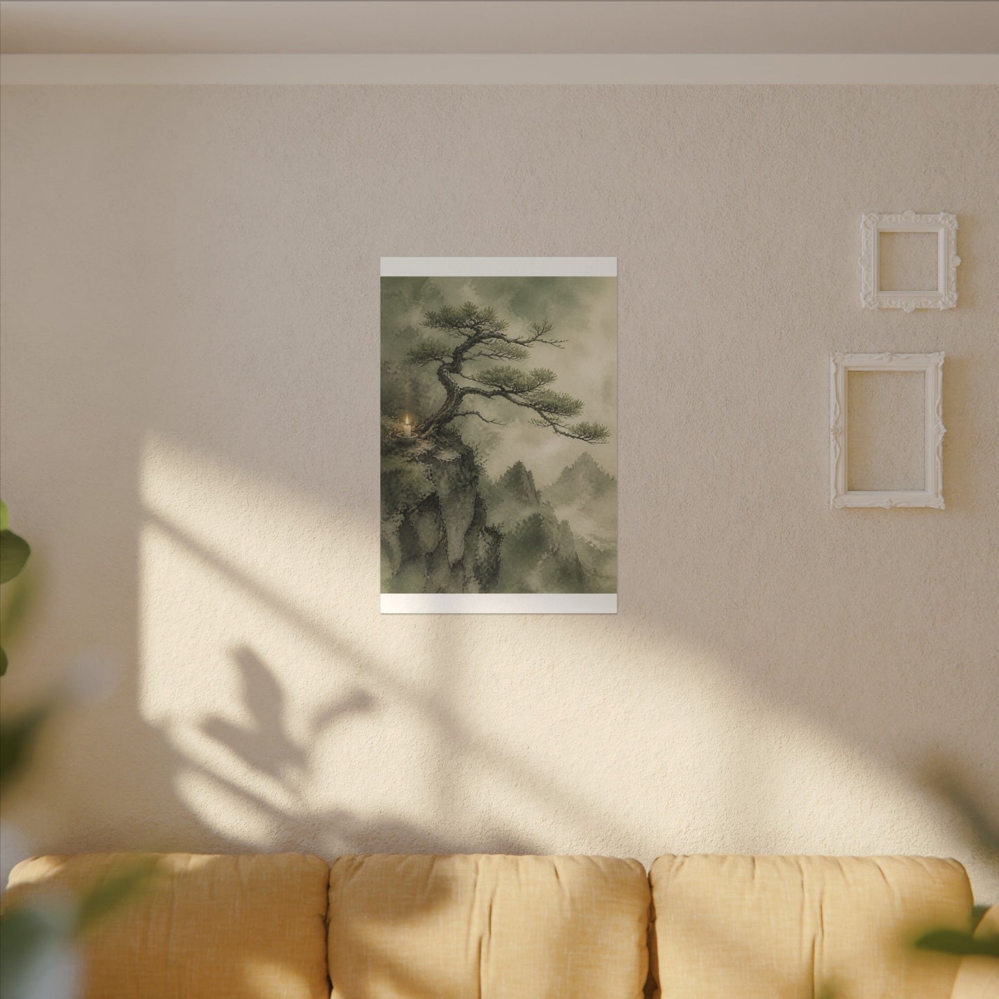 Candlelight Pine Tree Canvas Art - Japandi Kanso