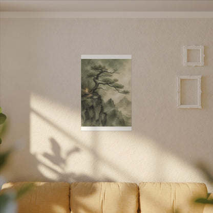 Candlelight Pine Tree Canvas Art - Japandi Kanso