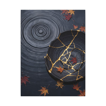 Philosophical Water Ripple Canvas Art - Gold Repair Kintsugi