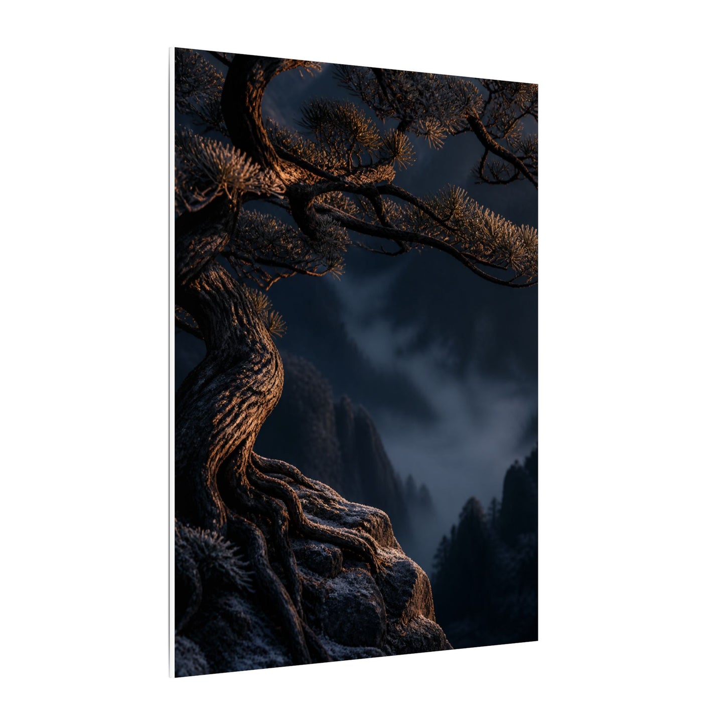 Bold Pine Tree Canvas Art - Shadow Zen Dark Japandi
